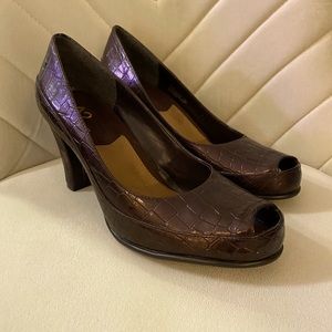 A2 by Aerosoles ‘Big Ben’ size 8.5 peep toe faux croc pumps